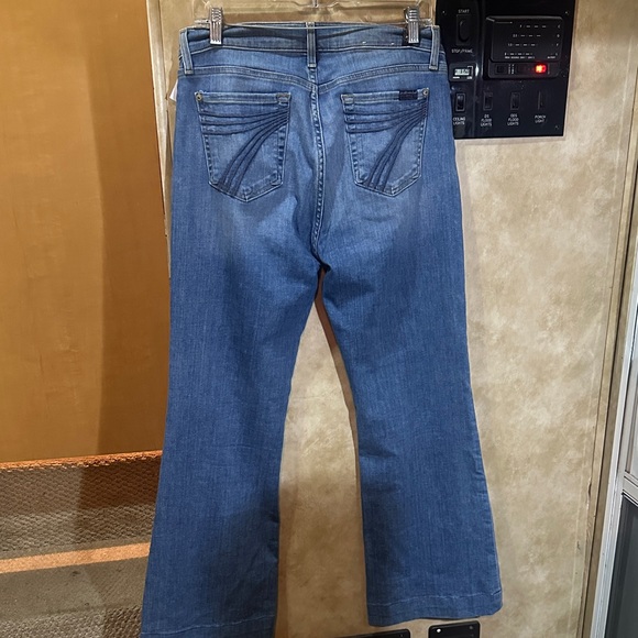 7 For All Mankind Medium Blue Flare Jeans - Picture 7 of 8